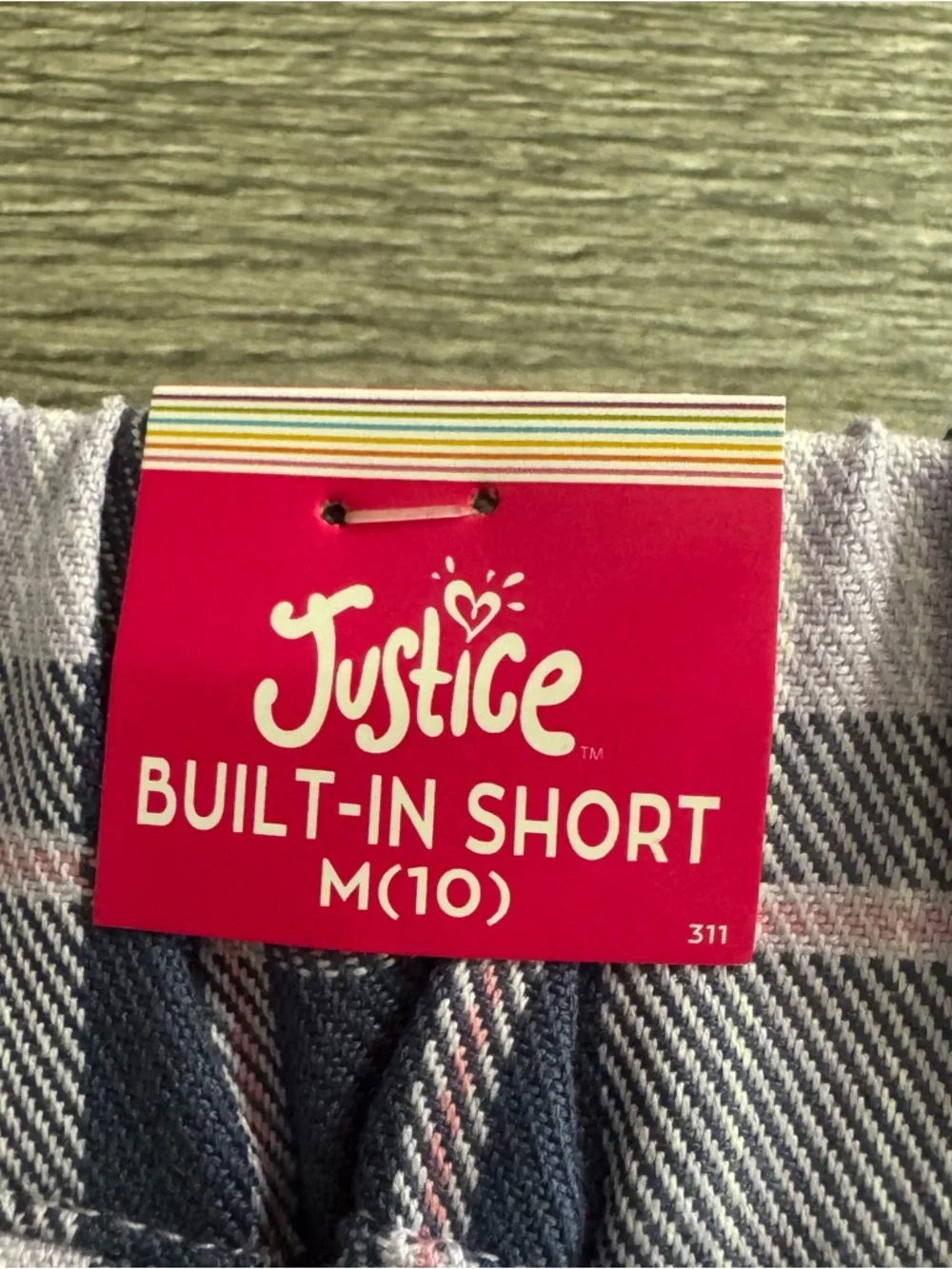Justice Girls Asymmetrical Pleated Skirt Lavender Plaid SIZE M (10)
